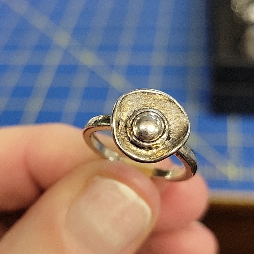 Cowboy Hat Silver Tone Ring Size 6